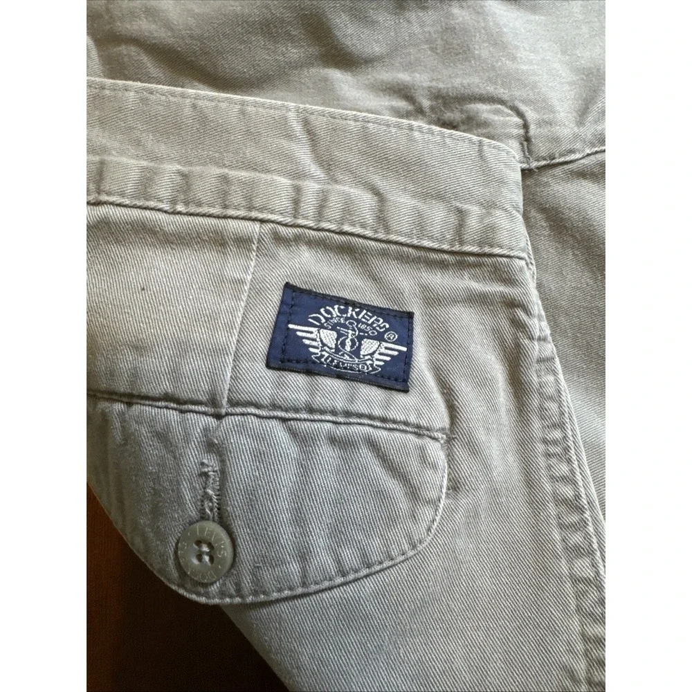 VTG 90s Dockers Mens 38x30 Gray Pleated Front Chino Pants USA Made